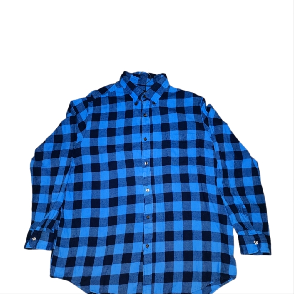 Colorful Blue and Black plaid button up